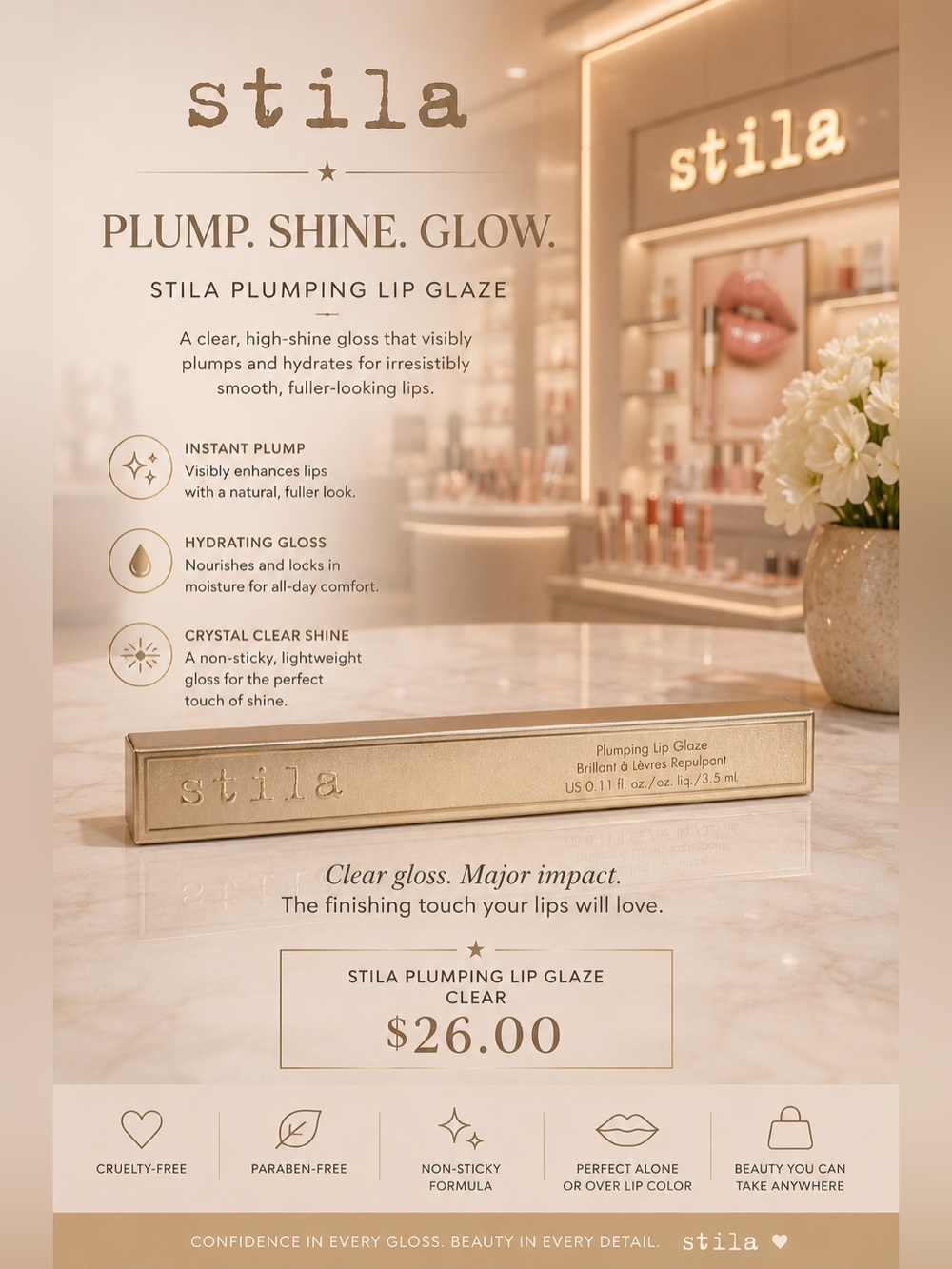 Stila Plumping Lip Glaze in Clear - Gold Accent Packaging - Picture 4 of 5